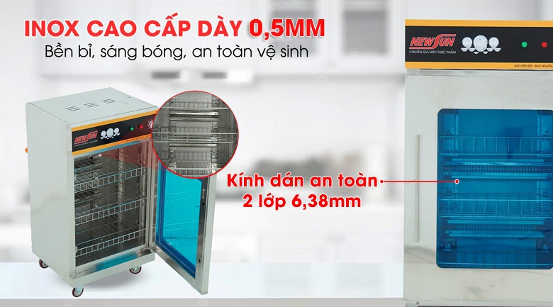 Chất liệu inox cao cấp và kính dán an toàn 2 lớp 6,38mm Chất liệu inox cao cấp và kính dán an toàn 2 lớp 6,38mm