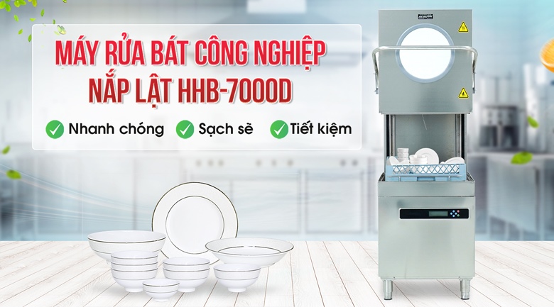 Máy rửa bát công nghiệp cửa sập HHB-7000D Máy rửa bát công nghiệp cửa sập HHB-7000D
