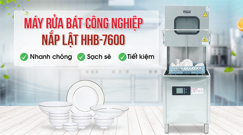 Máy rửa bát công nghiệp nắp lật HHB-7600 chính hãng, chất lượng cao Máy rửa bát công nghiệp nắp lật HHB-7600 chính hãng, chất lượng cao