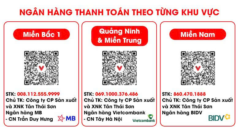 Số tài khoản ngân hàng thanh toán theo khu vực cụ thể