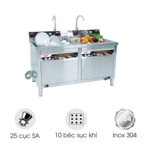 Máy rửa bát siêu âm 1m5 có sục khí NS1500 (chậu đôi)