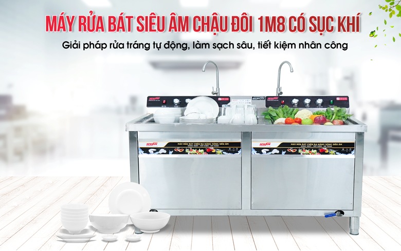 Máy rửa bát siêu âm 1m8 có sục khí NS1800 chính hãng, giá tốt