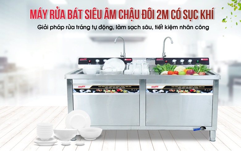 Máy rửa bát siêu âm 2m có sục khí NS2000 chính hãng, giá tốt