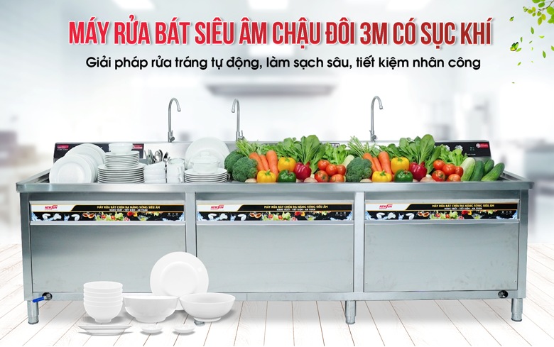 Máy rửa bát siêu âm 3m có sục khí NS3000 chính hãng, giá tốt