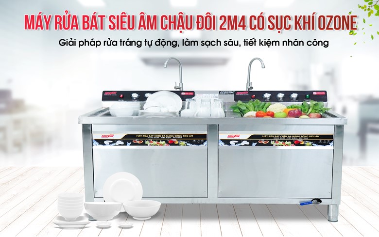 Máy rửa bát siêu âm 2m4 có sục khí ozone NS2400 
