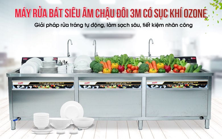 Máy rửa bát siêu âm 3m có sục khí ozone NS3000
