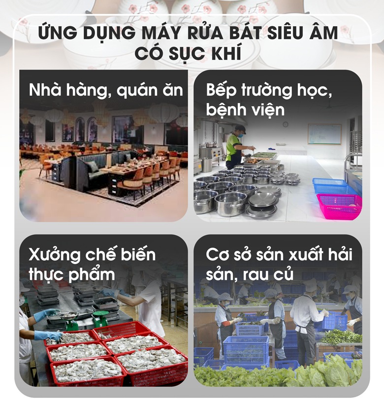 Ứng dụng của máy rửa bát siêu âm có sục khí